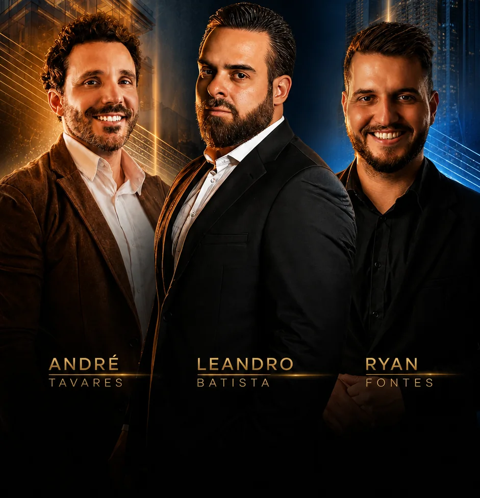 André Tavares, Leandro Batista e Ryan Fontes, palestrantes do IMOB EXPERIENCE 2.0